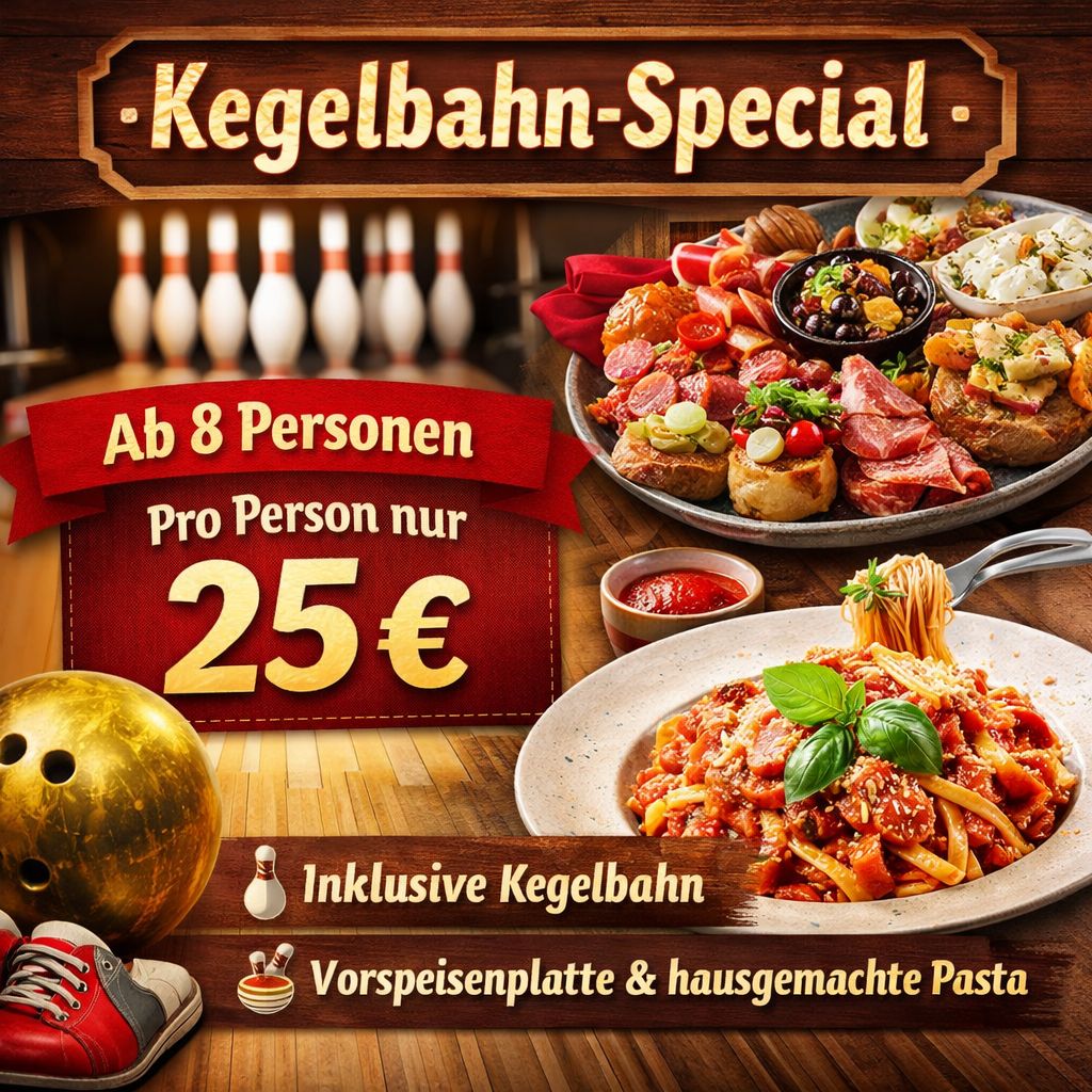 Kegeln, Pasta & Vino